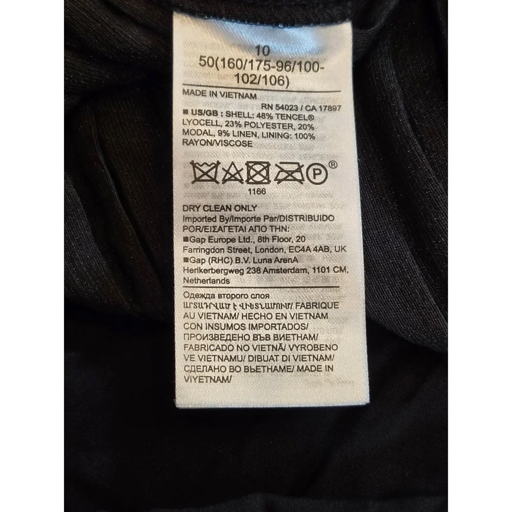 Banana Republic Black Pleated Maxi Dress Plunge V-Neck Linen Blend Size 10 - Picture 7 of 9